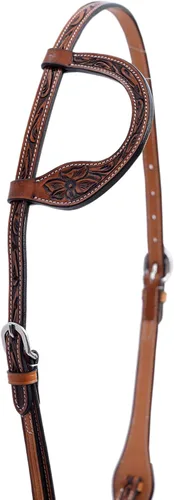 Vista 3 de Majestic Ally Caballo Cabeza, Natural, Super Cuero, Antiguo, Herramientas, Cambio Rápido de Broca Única Oreja Western Headstall