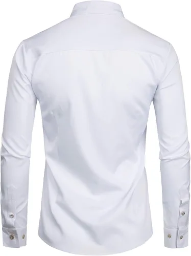 Vista 2 de Zeroyaa - Camisas de esmoquin de manga larga para hombre, calce ajustado