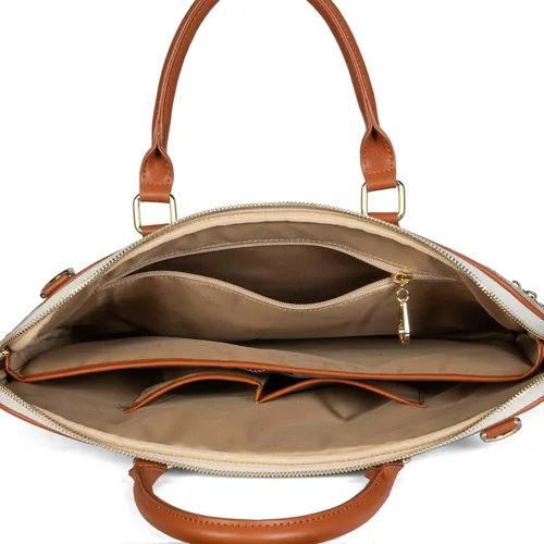 Vista 5 de Maletín para laptop, para hombres y mujeres, bolsa de hombro tipo mensajero, bolsa cruzada de viaje, bolsa de negocios para laptop de 15 pulgadas