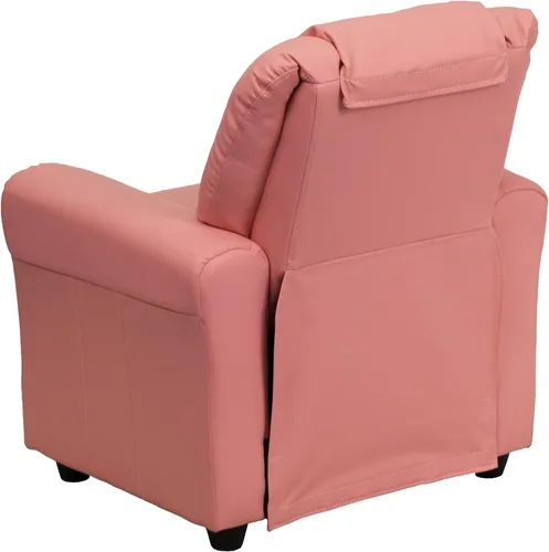Vista 6 de EMMA + OLIVER Reclinable infantil de vinilo rosa con portavasos y reposacabezas rosado (Pink Vinyl)