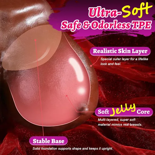 Vista 2 de Big Boobs - Muñeca sexual de tamaño real para hombres, 8 libras, suave jalea sexual, juguete sexual, Stroker, juguetes sexuales con masturbador