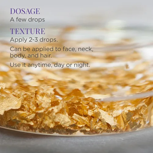 Vista 4 de TATCHA Gold Camellia Beauty Oil Moisturizing Face, Body, and Hair Oil Infused with 23-karat Gold flakes 30 ml / 1 oz