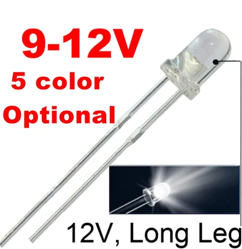 Vista 4 de 100pcs 12V 0.118 in blanco LED 9V medidor instrumento diodos emisores de luz