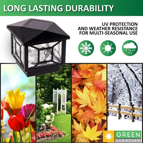 Vista 5 de GreenLighting Luces solares geométricas cuadradas para tapa de poste – Se adapta a madera de 4 x 4, 4 x 4 y 5 x 5 PCV/vinilo – Luz solar al aire