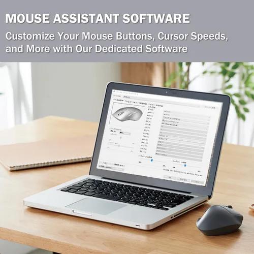 Vista 8 de [Usado] ELECOM - Ratón ergonómico inalámbrico para mano izquierda, 2.4 GHz con mini receptor USB, clic silencioso, 2000 DPI, 5 botones, sensor Negro
