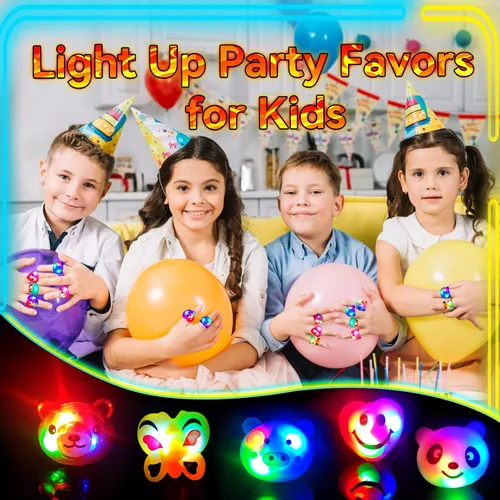 Vista 6 de Wakestar - Paquete de 24 Anillos LED Luminosos con Textura Rugosa, Regalos de Fiesta para Niños, Premios en Caja, Juguetes para Cumpleaños