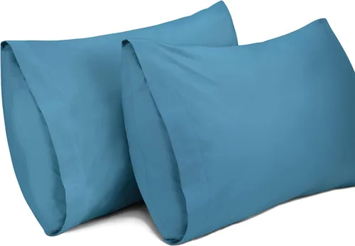 Vista 9 de Lirex Paquete de 2 fundas de almohada, 100% algodón, transpirables, 20" x 36" tamaño King estándar, color verde aguamarina