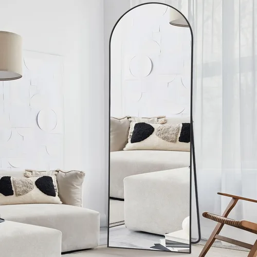 Vista 3 de Anpark Black Arched Mirror Full Length with Stand 24" x 65" Large Full Body Dressing for Wall Standing Floor Mirror for Bedroom Wall Mounted for