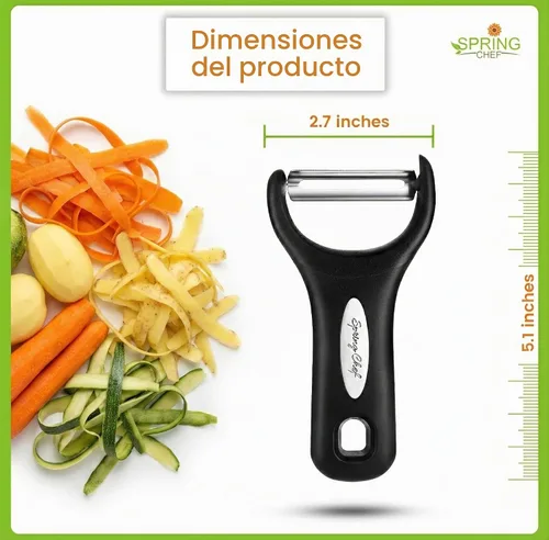 Vista 8 de Spring Chef - Pelador de verduras en forma de Y de acero inoxidable para cocina, color negro