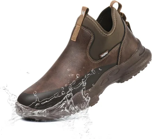 Vista 7 de PJZHJ Zapatos de trabajo antideslizantes resistentes al agua y al aceite, zapatos de servicio de alimentos, cómodos zapatos de chef sin cordones