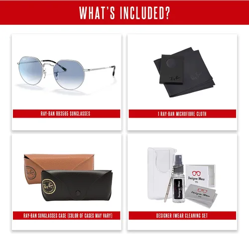 Vista 5 de Ray-Ban Jack RB3565 - Lentes de sol hexagonales redondeados para hombre y mujer + paquete con kit de gafas de diseñador iWear