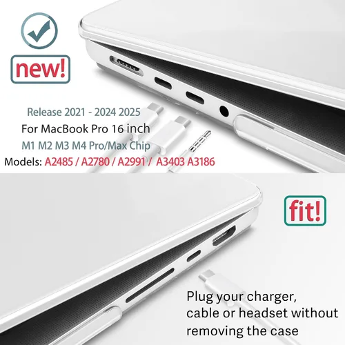 Vista 3 de May Chen Compatible con M4 MacBook Pro de 16 pulgadas A3403 Max A3186, M3 A2991 M2 A2780 M1 A2485 Pro Max versión 2024-2021, carcasa rígida