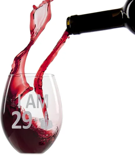 Vista 3 de Promotion & Beyond Copa de vino sin tallo con gráfico de dedo de 29 + 1 30 años, divertido regalo de cumpleaños para amigos