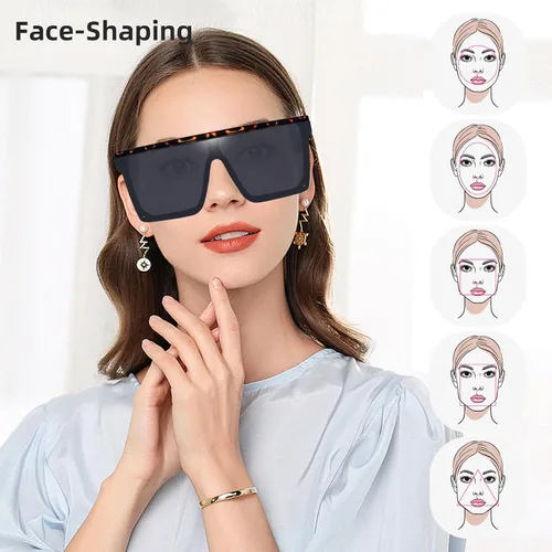 Vista 3 de 2 pares de lentes de sol cuadrados con parte superior plana para mujeres y hombres, grandes sombras sin montura de gran