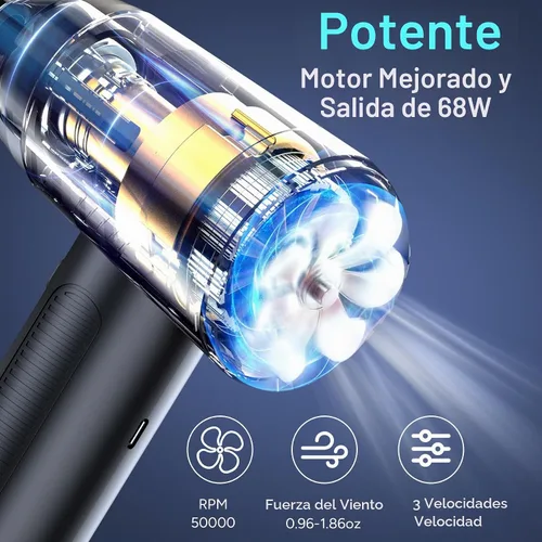 Vista 2 de Plumero eléctrico de aire comprimido, soplador de polvo de 3 engranajes para computadoras, kit de limpieza electrónica de teclado, kit de limpieza