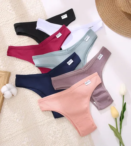 Vista 6 de FINETOO Ropa interior de algodón para mujer, sexy, elástica, de tiro bajo, hipster, suave, con cintura en V