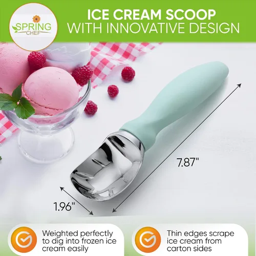 Vista 2 de Spring Chef - Cuchara de helado de metal resistente - Cuchara de helado apta para lavavajillas - Pala de helado comercial - Utensilios de cocina