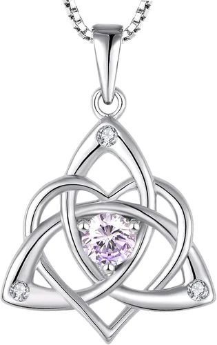 Vista 18 de STARCHENIE Celtic Knot Necklace for Women 925 Sterling Silver Trinity Love Knot Pendant Birthstones Jewelry 38-Ópalo-Oct