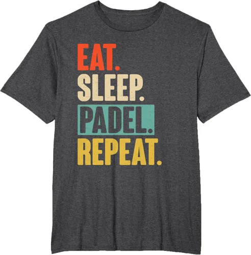 Vista 23 de Eat Sleep Padel Repeat - Camiseta de pádel retro vintage, Negro