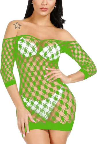 Vista 3 de Mini vestido de lencería sexy para mujer, babydoll de malla elástica