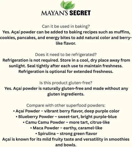 Vista 8 de Mayan's Secret - Polvo orgánico de acai liofilizado - 4 oz (114 g) Perfecto para batidos, cuencos, postres y bebidas Superalimento Antioxidante