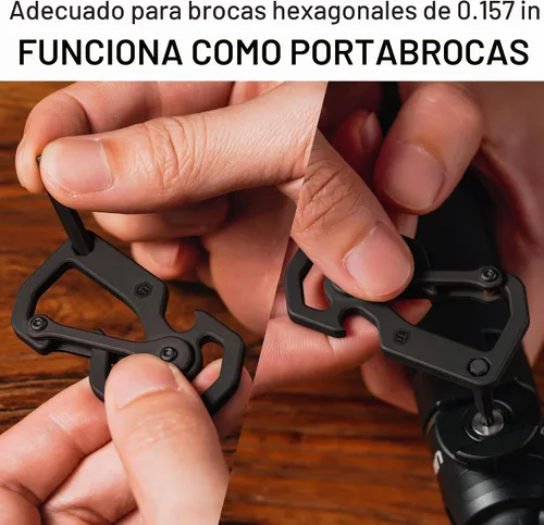 Vista 6 de KeyUnity Herramienta de llavero de mosquetón de titanio, 3 funciones en 1 multiherramienta para transporte diario (KU06BK) Llavero EDC 3 en 1