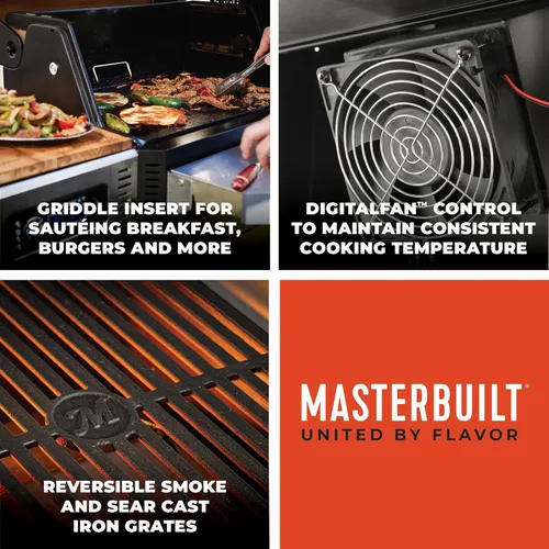 Vista 7 de Masterbuilt Gravity Series 800 Parrilla ahumadora - Parrilla de carbón más inserto de plancha, control digital, conectividad de aplicaciones, 800