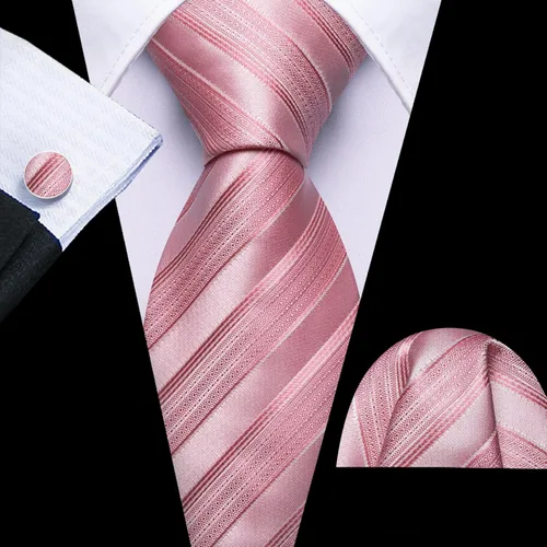 Vista 244 de Barry.Wang Juego de corbatas para hombre, corbata de seda a rayas, tejido a cuadros, gemelos formales, negocios, boda