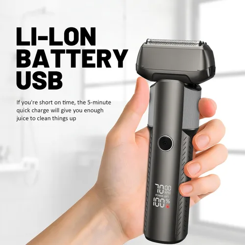 Vista 6 de Afeitadoras de aluminio para hombres, afeitadoras de viaje profesionales, maquinillas de afeitar eléctricas para afeitarse la cara, maquinilla
