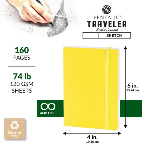 Vista 3 de Cuaderno de bocetos Travelers Dot Grid Pentalic Art, libre de ácidos