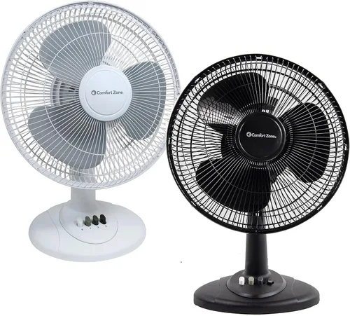 Vista 8 de Comfort Zone - Ventilador de mesa oscilante con inclinación ajustable, controles convenientes de botón de presión, silencioso, de 12 pulgadas, 3
