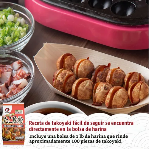 Vista 6 de Otafuku Harina Takoyaki para bolas de pulpo Takoyaki japonesas, 16 onzas (1 libra)