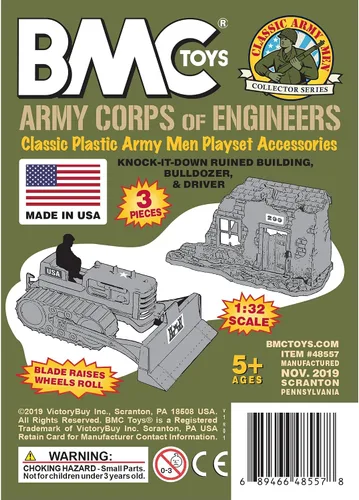 Vista 7 de BMC Classic Army Corps of Engineers Bulldozer Building Plastic Army Men Playset