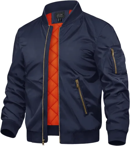 Vista 23 de TACVASEN - Chaquetas de hombre. Chaqueta bomber de otoño e invierno, acolchada, con cremallera completa, cálida, de estilo casual