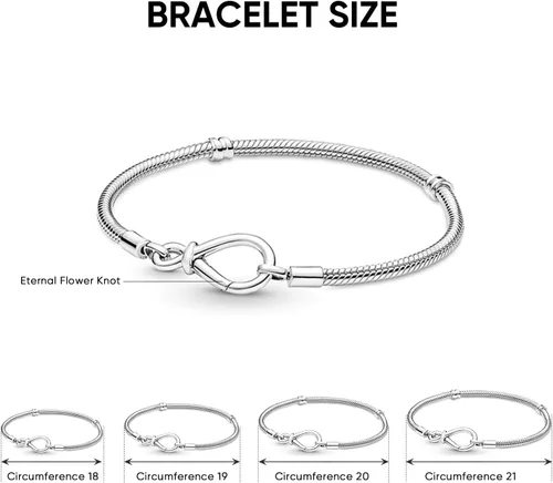 Vista 3 de LENDPLEX Pulsera de dijes para dijes, plata de ley S925 con cierre de corazón básico icónico de serpiente, pulsera de cadena de regalo para niñas