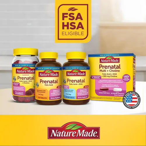 Vista 4 de Nature Made Gomitas prenatales con DHA y ácido fólico, suplemento vitamínico y mineral prenatal para apoyo nutricional diario, 60 gomitas