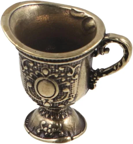 Vista 6 de Mini cáliz de copa, taza de té de cobre, bonita taza de agua bendita tallada, estilo real, grabado de metal, flores, pequeñas copas de vino, copa