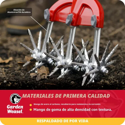 Vista 7 de Garden Weasel Cultivador Rotativo y Labrador Manual - 2 en 1 Aireación, Desmalezado, Cultivo, Plantación, Resembrado Herramienta de Jardín