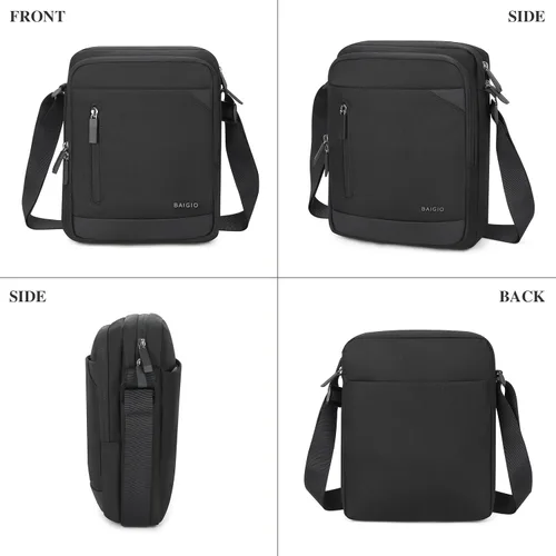 Vista 2 de BAIGIO Bolsa de mensajero para hombre, bolsa de hombro, bolsa de viaje, bolso para hombre, bolso casual para trabajo y negocios