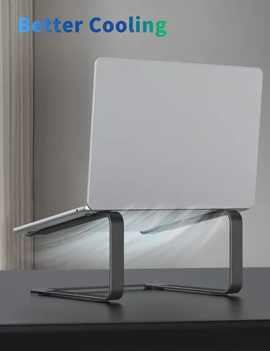 Vista 5 de SOUNDANCE Soporte de computadora portátil para escritorio, elevador ergonómico de metal para portátiles de 12 a 17.3 pulgadas, soporte de escritorio