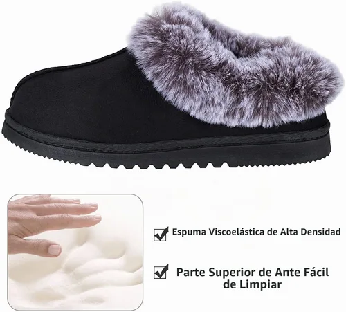 Vista 3 de UBXRIN Pantuflas cómodas de espuma viscoelástica para mujer Negro