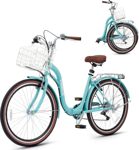 Vista 9 de VIRIBUS Bicicleta plegable para adultos, bicicleta plegable de 20 pulgadas de 7 velocidades, bicicleta compacta ligera, bicicletas plegables