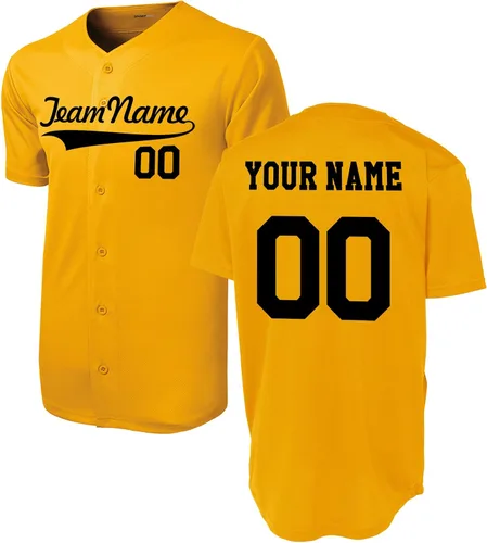 Vista 3 de Camiseta de béisbol y softball de manga corta con botones (unisex, tallas para adultos) Añade a tu equipo, nombre, número