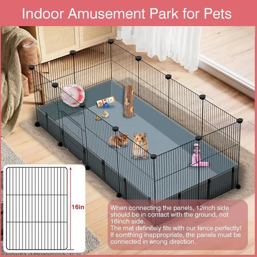 Vista 4 de VISCOO Corralito de 12 Paneles para Animales Pequeños, 48" x 24" x 16" Corralito para Mascotas con Alfombrilla Impermeable, Jaula C&C