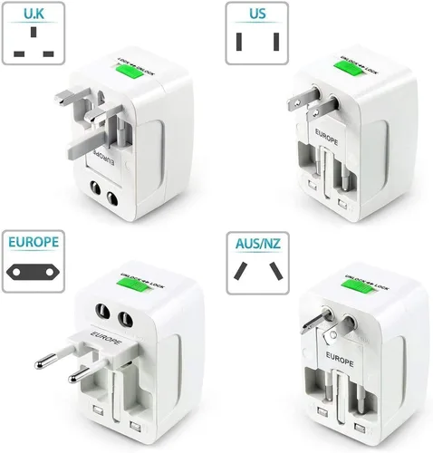 Vista 2 de Convertidor de adaptador de corriente universal portátil en todo el mundo, todo en uno, cargador de pared de viaje internacional fuera del país