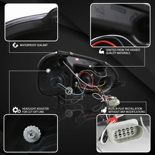 Vista 4 de Autozensation Compatible con Volkswagen Golf MK5 / Rabbit 2006-2008, Volkswagen Jetta 2006-2010, conjunto de faros delanteros izquierdo y derecho