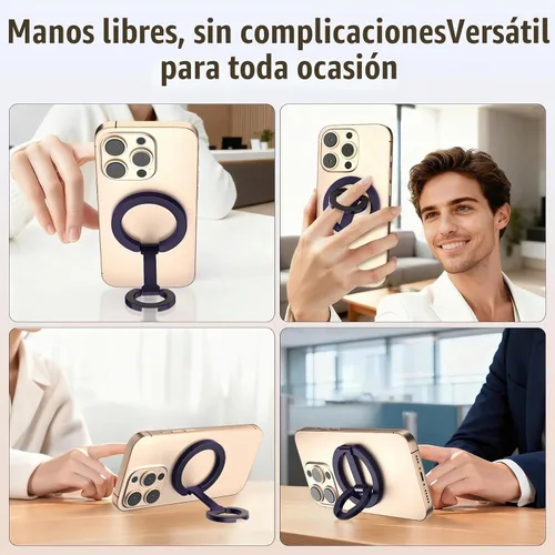 Vista 4 de Anillo magnético para teléfono MagSafe de doble cara con agarre magnético de teléfono compatible con iPhone 17/16/15/14/13 Pro Max Plus Mag Safe