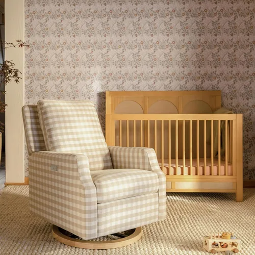 Vista 13 de Namesake Crewe - Silla reclinable para guardería con giro de 360°, color marfil Boucle marfil con base de madera clara