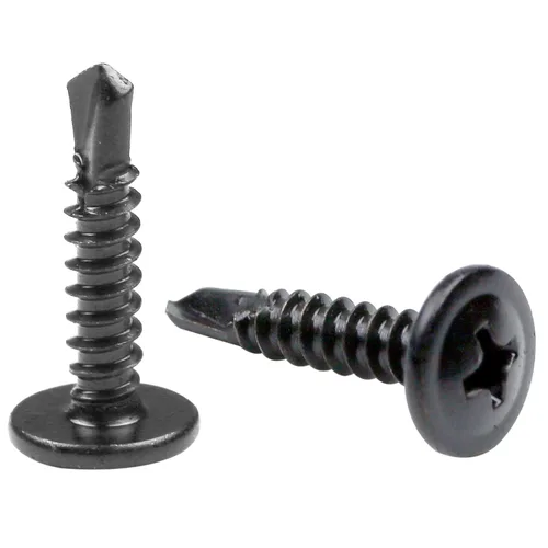 Vista 6 de Cabeza de oblea de tornillo TEK de acero inoxidable 410 #8 x 1 autoperforante, cabeza Phillips y cabeza de armadura modificada, tornillos de chapa