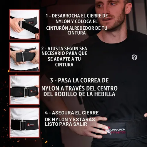 Vista 5 de Dark Iron Fitness Self-Locking Weight Lifting Belt for Powerlifting, Squats, Premium Gym Core & Back Support, Weightlifting Training Equipment